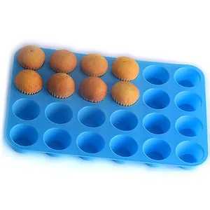 Factory New Arrival BPA-Free DIY Baking Pan 24 Cavities/Holes Silicone Pudding Biscuit Cake Muffin Mold