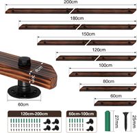 Main courante d'escalier en bois de pin Ikodm 150 cm, intérieur, brun, montage latéral, comprend des supports muraux et du matériel de montage