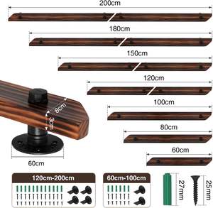 Corrimano per Scale in Legno di Pino Ikodm 150cm Marrone per Interni Montaggio Laterale Include Staffe a Parete e Materiale di Montaggio - Product Image 3