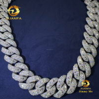 Nouveautés Chaîne cubaine 24 mm en argent massif 925 avec sertissage à griffes, entièrement pavée de moissanite multi-formes, certifiée GRA, style bijoux de rappeur