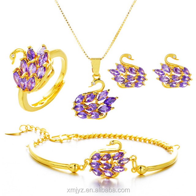 Dubai Gold 18k  Gold Plated   Necklace Set Earrings Open Ring Gold Bracelet Wholesale