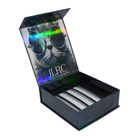 Boîte cadeau personnalisée en papier holographique noir pailleté pour collection de rouges à lèvres cosmétiques avec fermeture magnétique