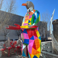 Décor de parc d'extérieur pour le jardin, grande résine, sculpture en fibre de verre, aigle géométrique, peinture à la main