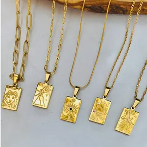 Jewlery eryvendors 골드 도금 스테인레스 스틸 무료 날개 그리스 신화 목걸이 광장 Shina 신화 타로 인장 펜던트 목걸이