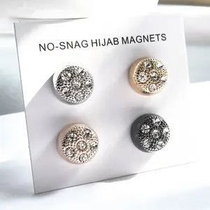 Aimants de luxe scintillants Premium plus forts, cercle écharpe en sécurité broche Clip Hijab broches magnétiques