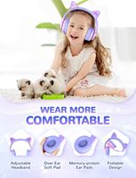 Audífonos Infantiles iClever con Orejas de Gato, Luces LED, Cancelación Activa de Ruido, Límite de Volumen de 74/85dBA, 50 Horas de Reproducción, Carga USB-C