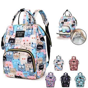 Moda özel baskı bebek karikatür bezi çantası arabası organizatör çantası çok fonksiyonlu taşınabilir mumya sırt çantası - Product Image 1