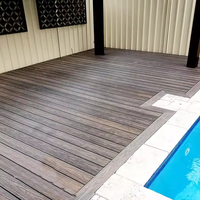 Plancher de terrasse extérieur moderne en bois composite écologique WPC, étanche, ignifuge, antidérapant, design carré en PVC à clipser, garantie 5 ans