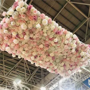 H080 Usine En Gros Fleur Artificielle Mur Tissu Panneau Fleur Mur Pour La Décoration De Mariage