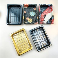 Boîte à sushi avec couvercle transparent, plateau rectangulaire jetable avec coins renforcés pour les nigiri et les makis à emporter, emballage pour la restauration