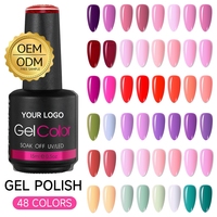 Esmalte de Uñas de Gel UV LED de 15 ml, 48 Colores, Marca Privada, Personalizable con Logotipo, Fácil de Remover, para Salón de Uñas, Venta al Por Mayor OEM