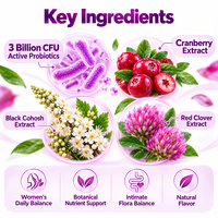 Gummies Probiotiques pour Femmes Marque Privée OEM, Canneberge et Cohosh Noir, Complément Alimentaire Quotidien, Formule Personnalisée en Gros