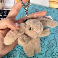 Porte-clés Lapin en Peluche Mignon et Doux, Breloque de Sac Animal en Peluche, Pendentif de Sac à Dos pour Femmes - Vente en Gros