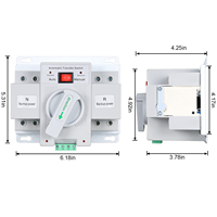 Commutateur de transfert automatique (ATS) double alimentation 2P 63A 100A PC monophasé, capacité de coupure 10kA, temps de transfert <8ms, ininterrompu