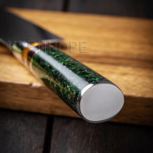 Кухонное кухонное приспособление 5 дюймов, 67-слойная Дамасская сталь VG10, композитная смола, зеленая, акриловая ручка, резка из нержавеющей стали - Product Image 6