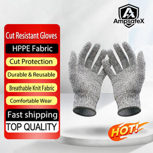 Gants de sécurité anti-coupure HPPE AmpsafeX Grade 5, gris, durables, 26 cm, pour travaux de jardinage et usage industriel (vente en gros) - Product Image 1