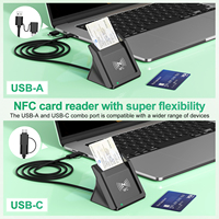 Lector de Tarjetas Inteligentes USB C con Lector NFC CAC, Lector de Tarjetas de Identificación de Acceso Común DOD, Lector de Tarjetas Bancarias con Chip, 2 en 1