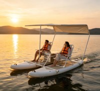 Catamaran gonflable en PVC personnalisé avec plateforme aquatique gonflable DWF pour la navigation de plaisance et la pêche