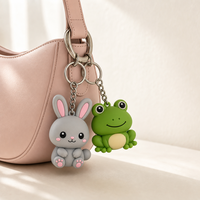 Llavero de PVC Suave Personalizado de Fábrica, Diseño Divertido de Rana y Conejo Colorido en 2D, con Diseño Personalizado para Hombres y Mujeres, Regalo de Viaje