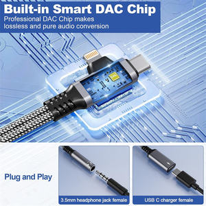 Adaptateur casque et chargeur 8 broches et USB C vers 3,5 mm, <span class=keywords><strong>convertisseur</strong></span> dongle 2-en-2 type C vers prise jack 3,5 mm avec charge <span class=keywords><strong>rapide</strong></span> PD 30W - Product Image 5