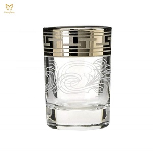 Bicchierino da Shot in Cristallo Fatto a Mano, Colore <span class=keywords><strong>Oro</strong></span>, 1oz, Logo Personalizzato con Decalcomania Dorata, per Vodka - Product Image 4