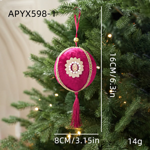 Christmas Tree Ball Ornaments Hanging Baubles Vintage Flocked <b>Glitter</b> Christmas Ornaments Ball with Tassel - Product Image 5
