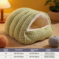 Lit pour chat de style cocon, léger, réglable, chauffant, en coton haute densité, amovible, lavable, portable, confortable pour l'hiver
