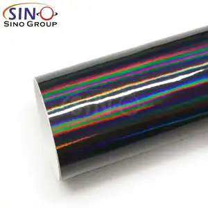 LS-01 Chrome Laser Glitter Đen Brilliant Chất Lượng Bảo Hành Sunshine Thay Đổi Màu Sắc Vinyl Phim Xe Bọc Sticker