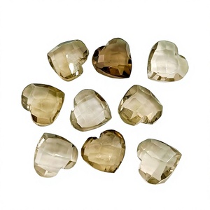 Cœur de quartz fumé naturel 8 mm, facetté, sculpté à la main, pierre précieuse en vrac, prix de gros, cristal de guérison pour la fabrication de bijoux - Product Image 1