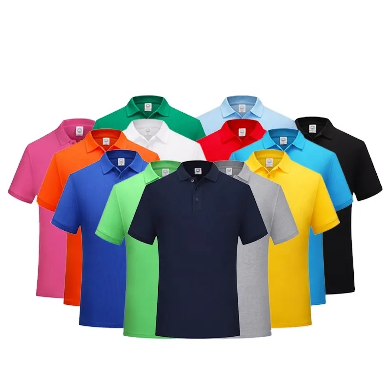 Camiseta polo de algodão para golfe personalizada unissex, camiseta polo bordada para homens, camiseta polo de malha em branco para homens