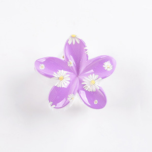 Wholesale Plastic <b>Flower</b> Hair Claw Clips 8cm European-American Style Daily Use <b>Sweet</b> Printed Colorful <b>Flower</b> Hair Accessories - Product Image 4