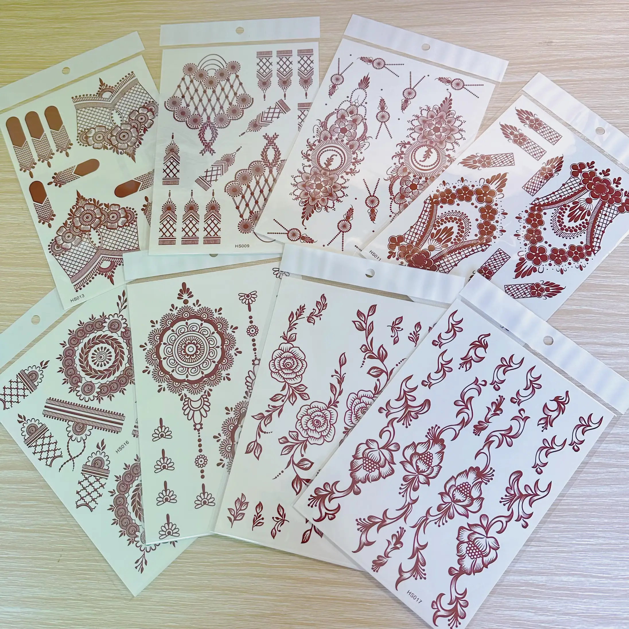 Venta caliente Henna Art Tatoo Sticker Granate Ambas manos Mehndi Diseño Impermeable Tatuaje temporal