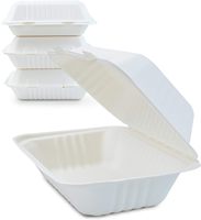 Boîte à lunch jetable compostable personnalisée, vaisselle biodégradable en bagasse de canne à sucre, contenant alimentaire à clapet