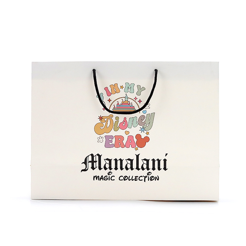 Custom Gift Packaging Bags Whimsical Cartoon Printed Paper Pack Bag With Twisted Rope Handles For Friendly Children Boutiques