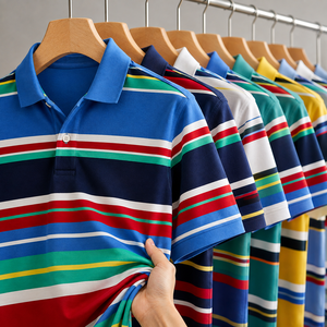 Multicolor <b>Polo</b> <b>Shirt</b> Men <b>Striped</b> Short Sleeve Casual Golf <b>Polo</b> Custom Logo Breathable Performance Summer OEM ODM Golfwear - Product Image 1