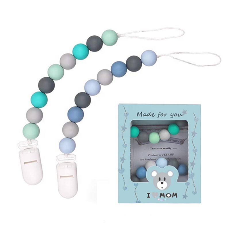 Free Personalized Name Silicone Wood Pacifier Clips Safe Teething Chain Baby Teether Eco-friendly Dummy Clips Holder