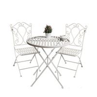 HE-1304 Chaise pliante décorative en métal blanc pour jardin extérieur de mariage Chaises en fer forgé en métal de bistrot extérieur pliantes