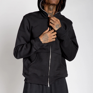 هودي رجالي عالي الجودة بتطريز ثلاثي الأبعاد على كامل الوجه، مصنوع من القطن 100٪، مقاوم للماء، بسحاب، مع طباعة مخصصة لسمكة القرش - Product Image 2