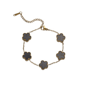 <span class=keywords><strong>Bracelet</strong></span> en acier inoxydable plaqué or 18 carats avec zircon et trèfle à cinq feuilles pour femme, étanche, bijou de luxe tendance, cadeau idéal - Product Image 5