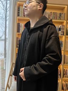 Thobe <span class=keywords><strong>Djellaba</strong></span> islamique modeste pour <span class=keywords><strong>homme</strong></span>, de haute qualité, en laine faite à la main, broderie sur le devant, épaisse, chaude, fermeture éclair cachée, capuche - Product Image 2