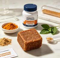 Complément alimentaire quotidien de probiotiques à croquer pour chiens : soutien digestif, poudre de citrouille, santé intestinale, fonctionnalité saine de l'intestin, pour toutes les phases de vie