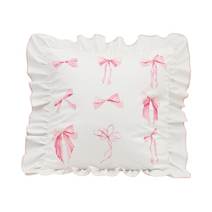 Housses de coussin en velours à volants imprimé <span class=keywords><strong>papillon</strong></span> rose pour canapé, taies <span class=keywords><strong>d</strong></span>'<span class=keywords><strong>oreiller</strong></span> shabby chic de couleur unie avec volants 18x18 pouces/ - Product Image 3