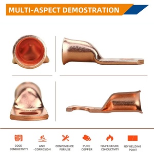 Cnxi 1/0x 1/2 एसिड धोया अमेरिकी मानक घंटी मुंह वाग को जोड़ने वाले लाल तांबे के क्रिंप टर्मिनलों विद्युत केबल एंड लुग - Product Image 2