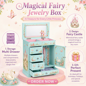 Boîte à bijoux musicale bleue Ballerine avec figurine rotative, miroir et 4 tiroirs de rangement pour bijoux pour filles - Product Image 2