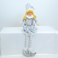 Figurines de Noël en peluche douce avec paillettes argentées, garçons et filles elfes à longues jambes, décorations d'intérieur pour les fêtes d'hiver