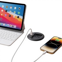 Stopkontak Meja Kantor Terlaris Standar Israel dengan Adaptor Daya USB-C/USB-A, Kabel 2 Meter, Desain Tersembunyi Terintegrasi