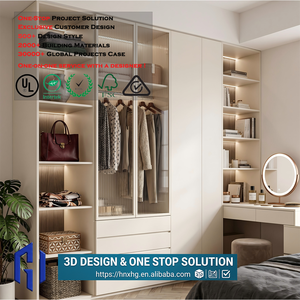 Armoire <span class=keywords><strong>de</strong></span> chambre à coucher <span class=keywords><strong>de</strong></span> luxe italienne moderne HG, sur mesure, taille non standard, dressing avec portes en verre cannelé et éclairage LED - Product Image 1