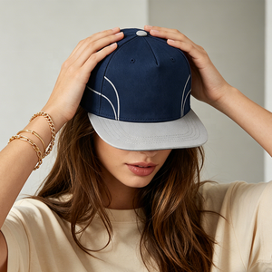 Casquette de baseball sportive bleu marine 100% coton à visière plate réglable unisexe pour le streetwear et les activités de plein air - Product Image 3