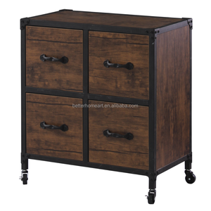 Commode <span class=keywords><strong>haute</strong></span> noire en bois avec tiroirs en tissu, unité de rangement pour salon, 4 tiroirs, buffet - Product Image 2