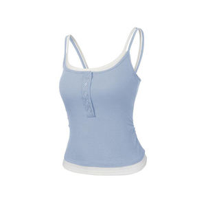 Color Block Two-Piece Style Sports Camisole Ribbed <b>Padded</b> <b>Vest</b> Outer Wear One-Piece Knitted Sleeveless <b>Top</b> - Product Image 3